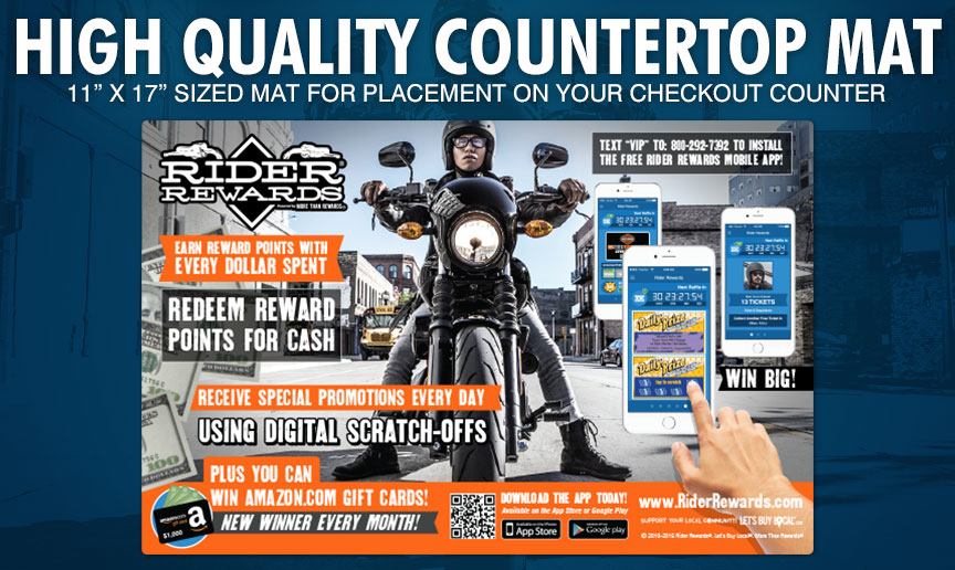 Vinyl Countertop Sticker - QR code for fast app download; display your point scale; advertise your rider reward program