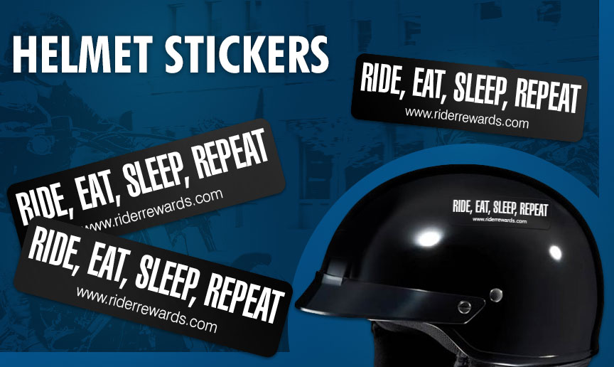 Ride, eat, sleep, repeat Helmet Stickers