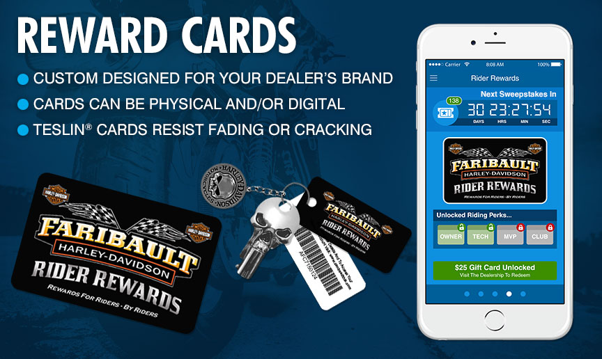 Rewards Cards - Custom designed card just for your dealership; Cards can be printed and/or digital